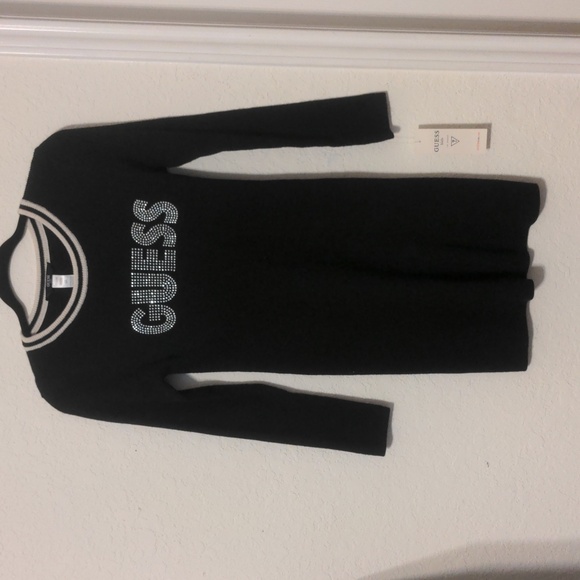 Guess Kids Girls Black Ling Sleeve Sweater Dress. Size 14 NWT - Picture 1 of 7